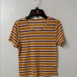 PacSun Yellow and Brown Striped Top